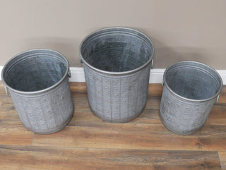 Set of 3 Galvanised Zinc Tub Dolly Tubs