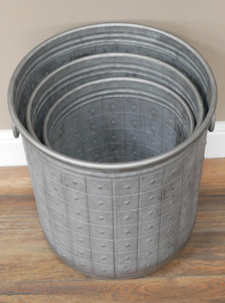 Set of 3 Galvanised Zinc Tub Dolly Tubs