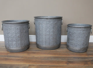 Set of 3 Galvanised Zinc Tub Dolly Tubs