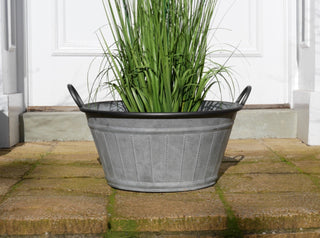 Set of 3 Galvanised Metal Oval Dolly Tubs