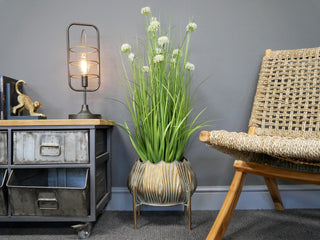Rustic Gold Metal Plant Stand