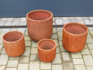 Set of 4 Terracotta Clay Garden Planters
