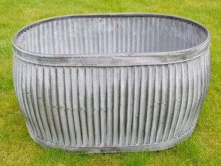 Set of 3 Galvanised Metal Oval Planters