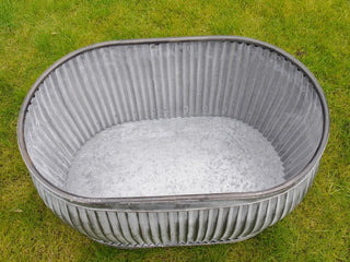 Set of 3 Galvanised Metal Oval Planters