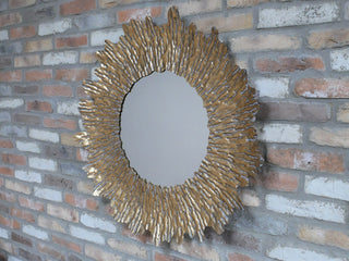 Gold Sunburst Flower Wall Mirror