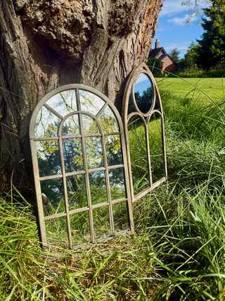Pair of 2 Gothic Arch Window Garden Mirrors