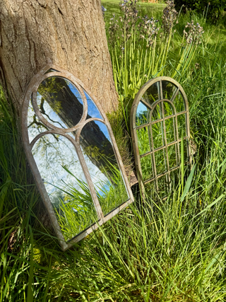 Pair of 2 Gothic Arch Window Garden Mirrors