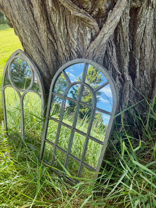 Pair of 2 Gothic Arch Window Garden Mirrors