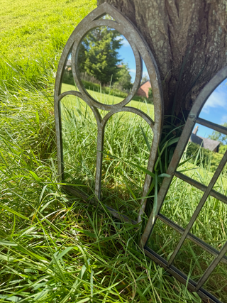 Pair of 2 Gothic Arch Window Garden Mirrors