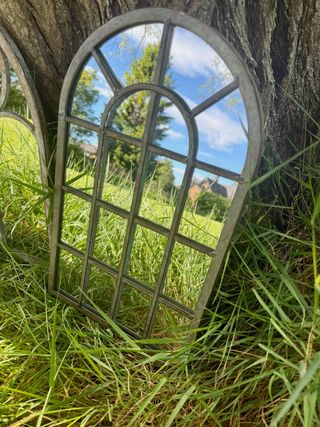 Pair of 2 Gothic Arch Window Garden Mirrors