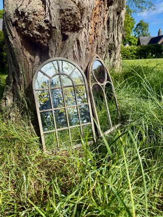 Pair of 2 Gothic Arch Window Garden Mirrors