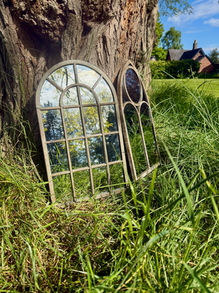 Pair of 2 Gothic Arch Window Garden Mirrors