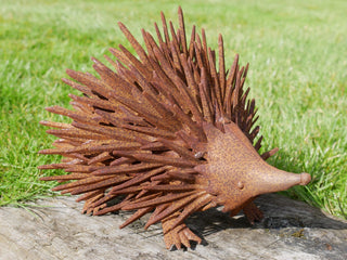 Quirky Rusty Metal Hedgehog Garden Ornament