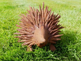 Quirky Rusty Metal Hedgehog Garden Ornament