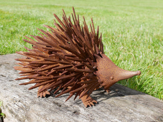 Quirky Rusty Metal Hedgehog Garden Ornament