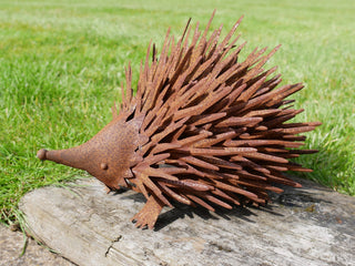 Quirky Rusty Metal Hedgehog Garden Ornament