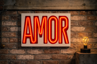 AMOR LED Wall Sign Pink Red Neon Style Light Battery 40cm Wall Art Plaque