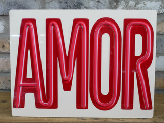 AMOR LED Wall Sign Pink Red Neon Style Light Battery 40cm Wall Art Plaque