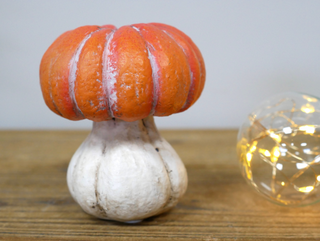 Orange & White Resin Pumpkin Ornament