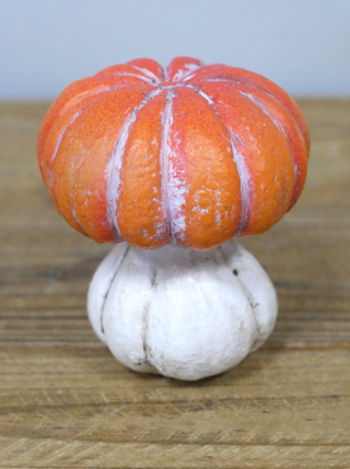 Orange & White Resin Pumpkin Ornament