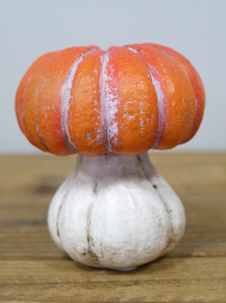 Orange & White Resin Pumpkin Ornament