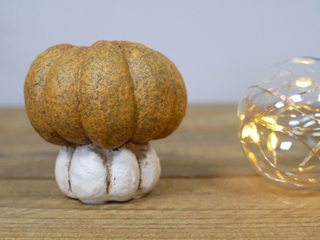 Orange & White Resin Pumpkin Ornament