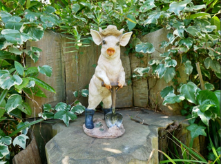 Resin Digging Pig in Wellies Garden Ornament
