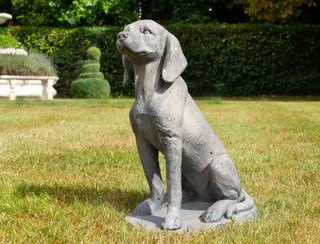 Resin Stone Sitting Dog Garden Ornament