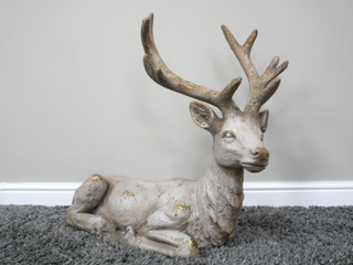 Large Laying Rustic Stag Deer Garden Ornament