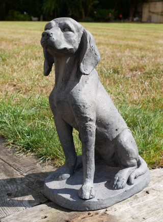 Resin Stone Sitting Dog Garden Ornament