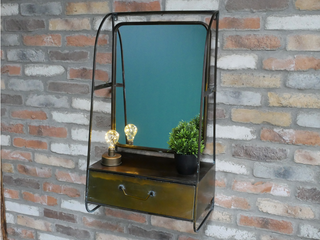 Industrial Mirrored Wall Cabinet