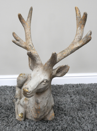 Large Laying Rustic Stag Deer Garden Ornament