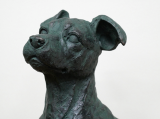 Bronzed Resin Sitting Dog Garden Ornament