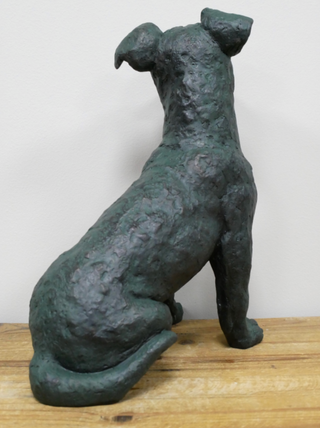 Bronzed Resin Sitting Dog Garden Ornament