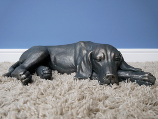 Bronzed Resin Laying Dog Garden Ornament