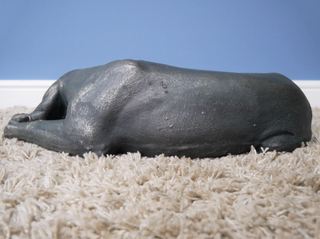 Bronzed Resin Laying Dog Garden Ornament