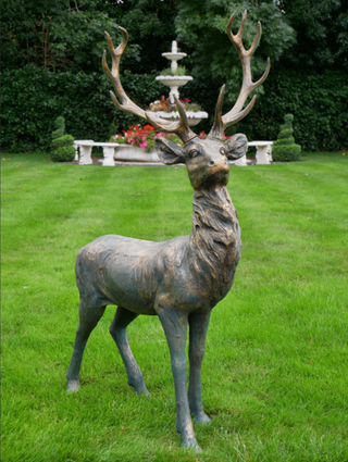 Pair of Large Resin Stag Deer Garden Ornaments