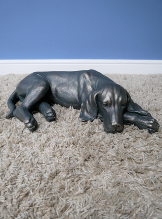 Bronzed Resin Laying Dog Garden Ornament