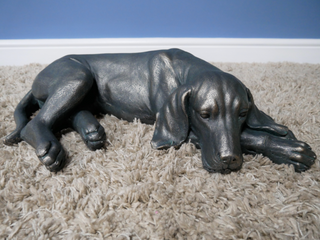 Bronzed Resin Laying Dog Garden Ornament