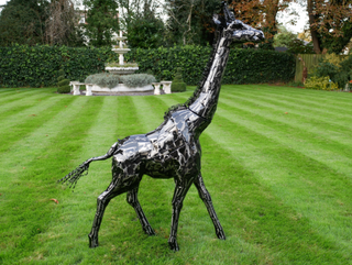 Large Patchwork Metal Giraffe Garden Ornament