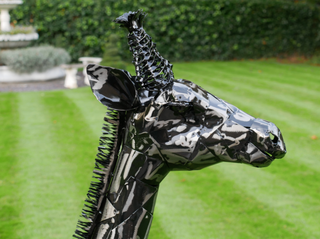 Large Patchwork Metal Giraffe Garden Ornament