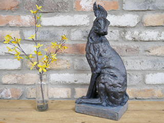 Large Bronzed Resin Sitting Hare Ornament