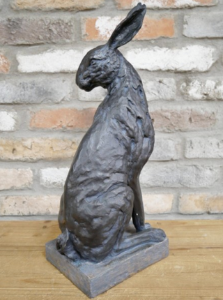 Large Bronzed Resin Sitting Hare Ornament