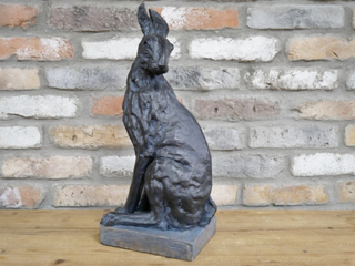 Large Bronzed Resin Sitting Hare Ornament