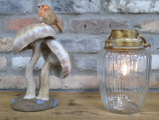 Robin Mushroom Toadstool Garden Ornament