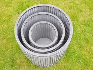 Set of 3 Large Galvanised Metal Tub Planters