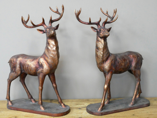 Pair of 2 Bronzed Stag Ornament