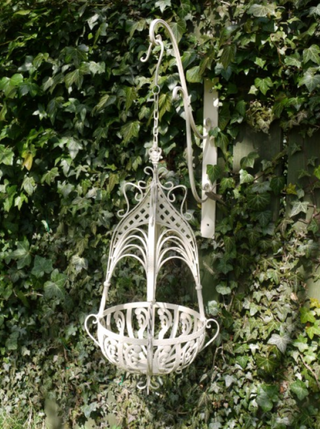 Shabby Chic Cream Ornate Metal Hanging Basket