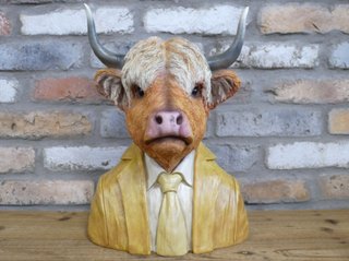 Quirky Rustic Highland Cow Bust Ornament