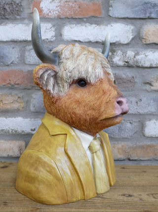 Quirky Rustic Highland Cow Bust Ornament